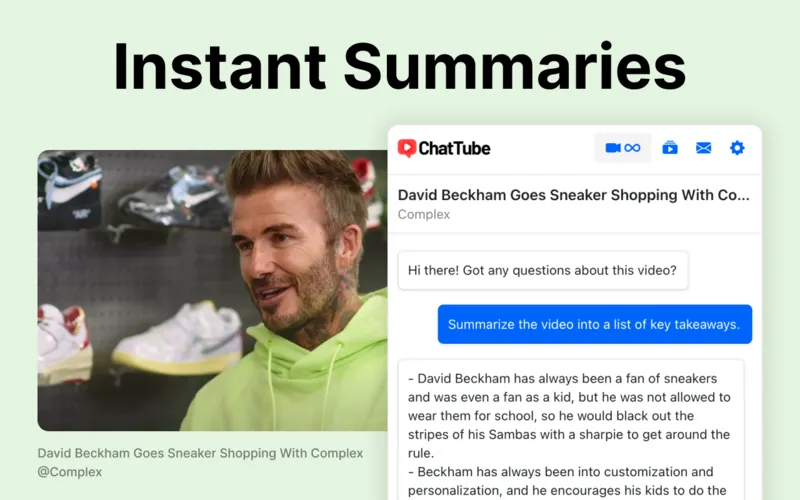 ChatTube, instant summarization feature