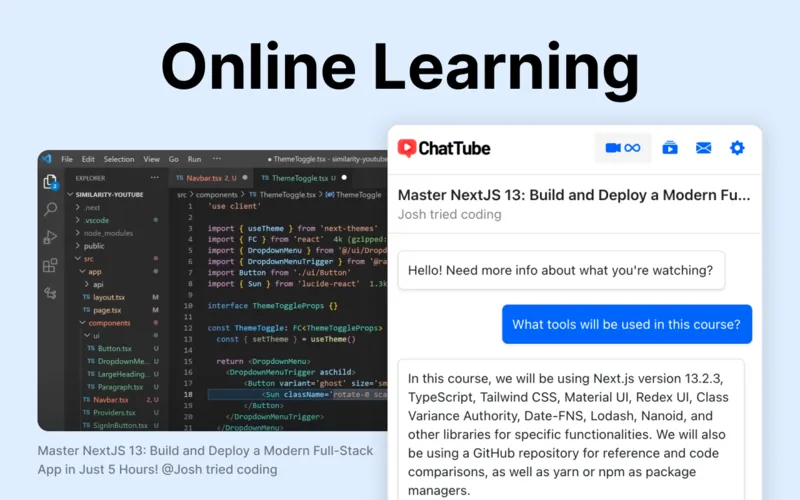 ChatTube for online learning. Coding video FAQ