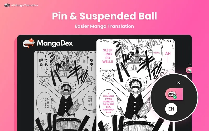 Pin and suspended ball, easier manga translator feature
