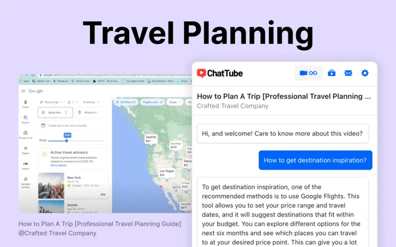 ChatTube helping in Travel Planning