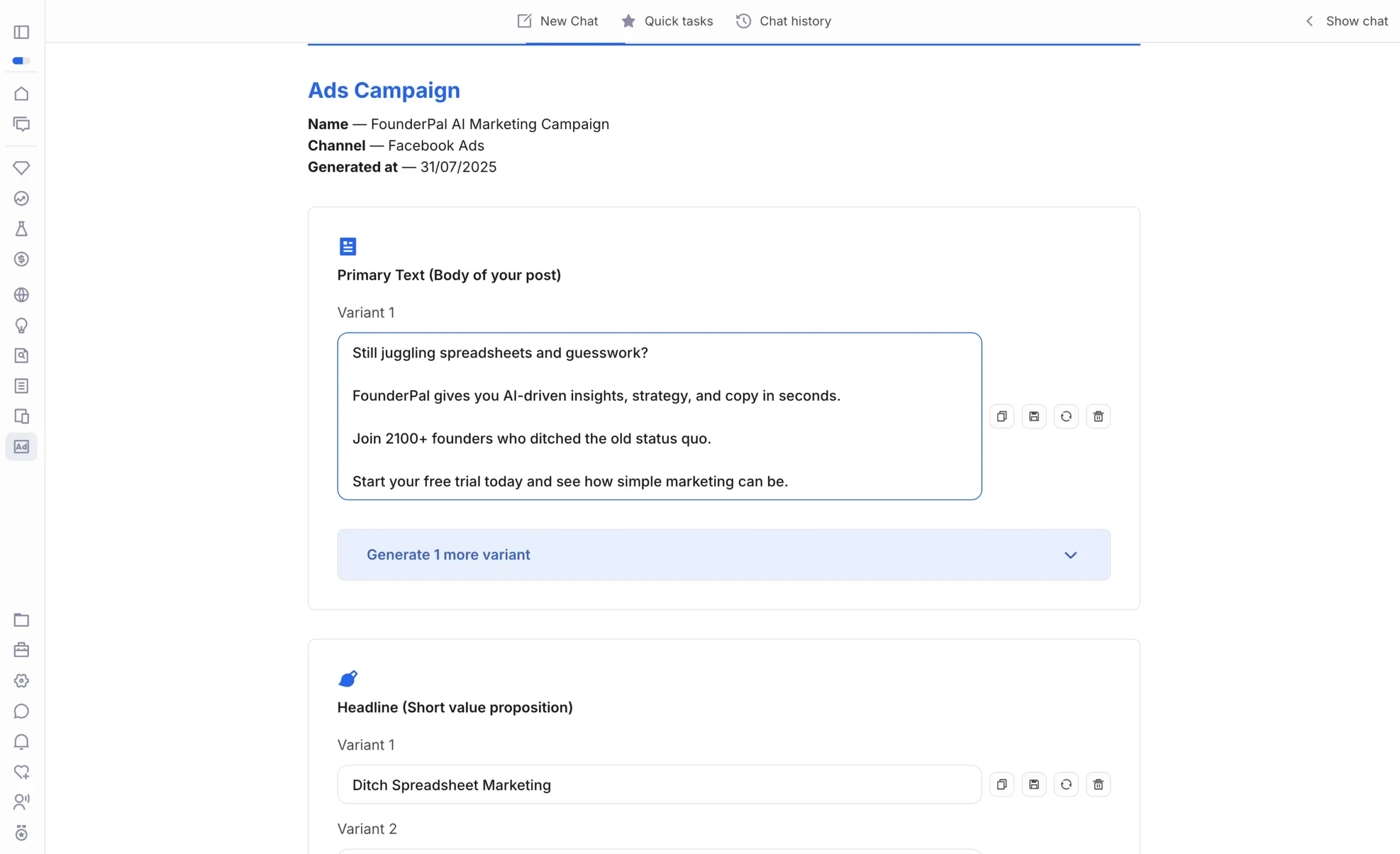 Preview of Ads Campaign Management With FounderPal