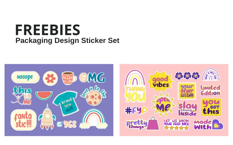 Packaging Design Sticker set freebies collage