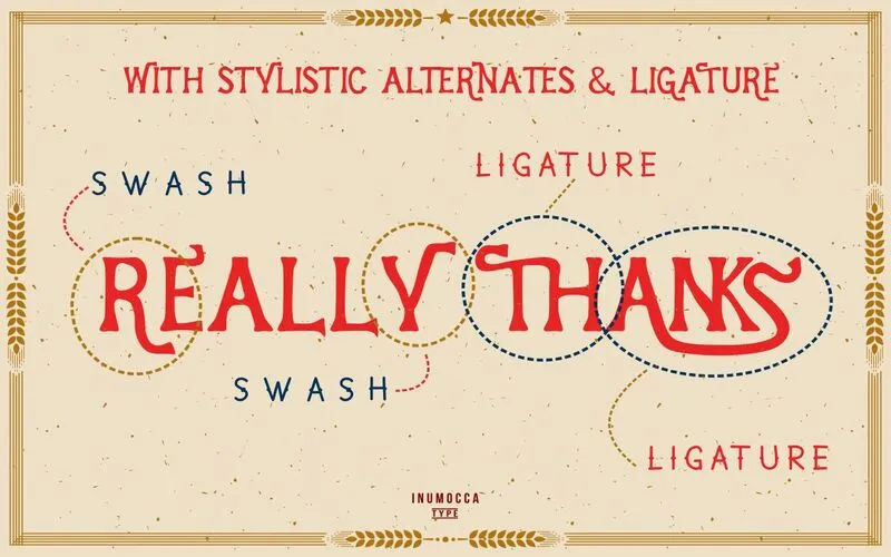 Alternatives & Ligatures included in the House of glory font