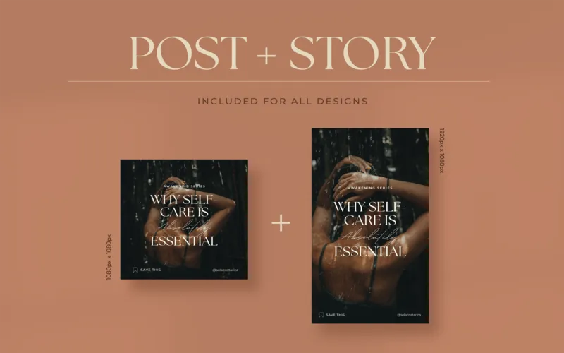 Matching post and story social love template, retreat canva ig templates