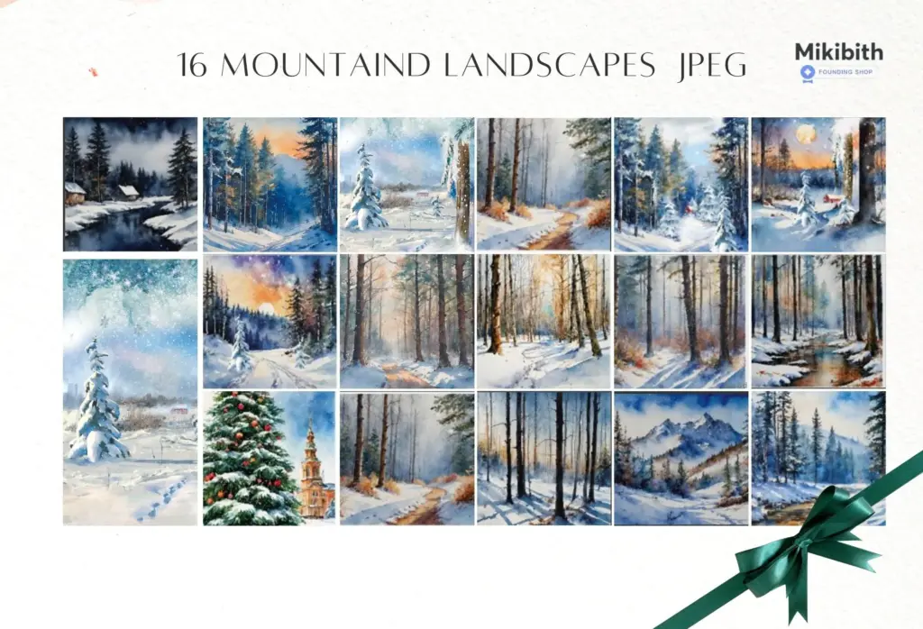 A flat lay shows a stack of small kraft paper cards tied with string and decorated with poinsettias.