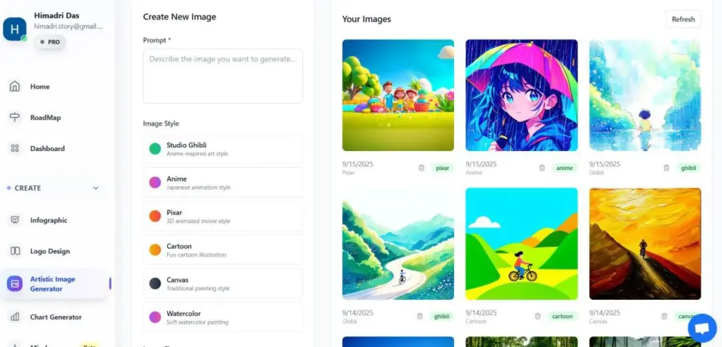 AI Image Generator Interface
