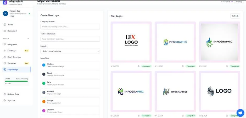 AI Logo Generator Interface