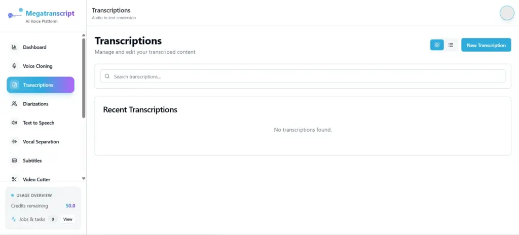 AI Transcription In Megatranscript