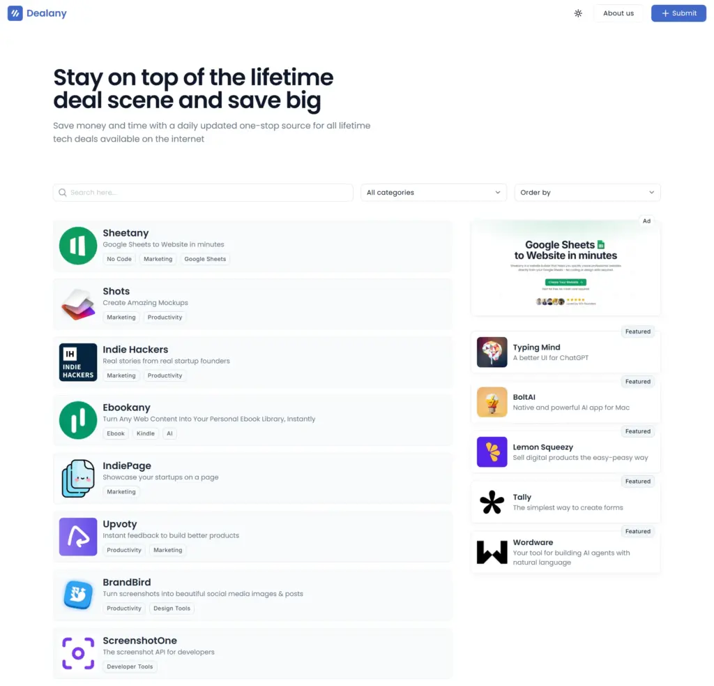 Affiliate Program Website Templates in Sheetany Google Sheets to Website Builder