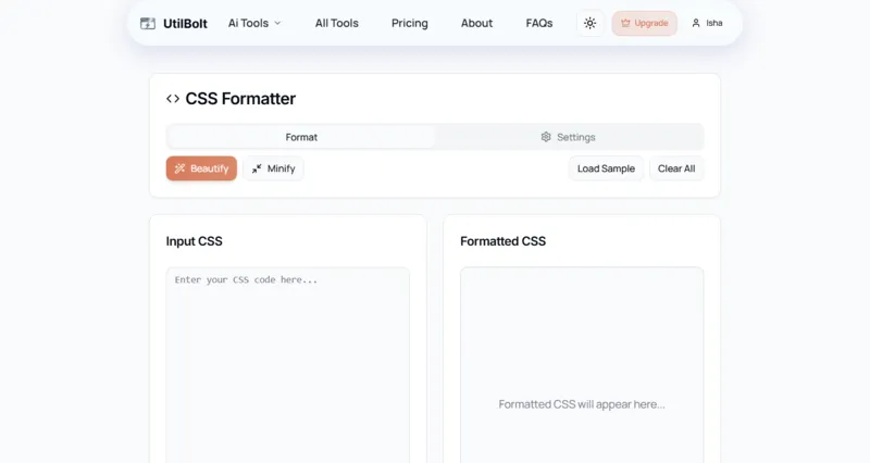 CSS Beautifier , UTILBOLT All ai tools in one website