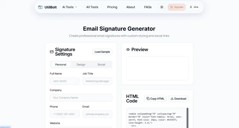 Email Signature Generator, All AI Tools In One Website