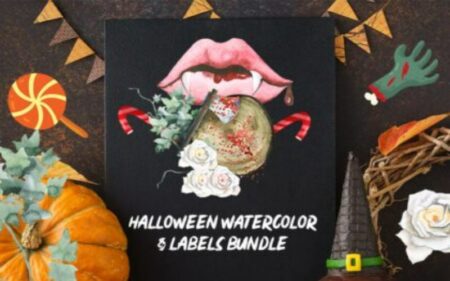 Halloween Watercolor and Labels bundle