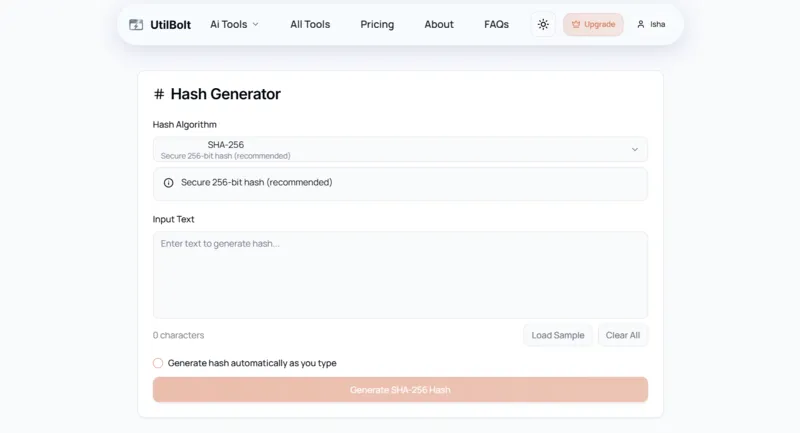 Hash Generator, All AI Tools In One Website