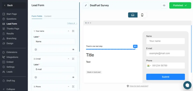 Lead Form Page