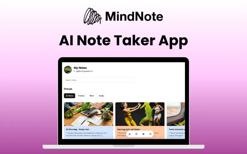 MindNote Feature Image AI Note taking app for professionals