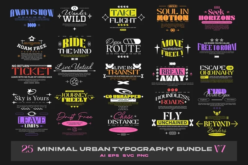 Collage of 24 Minimal Urban Typography Volume 7