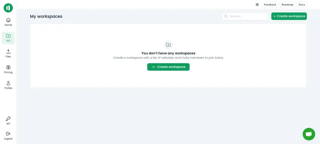 My Workspaces Page In Sheetany Website Builder
