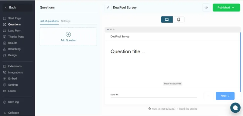 Questions Page
