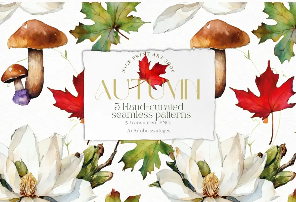 A collection of eight round and rectangular fall-themed frames and borders