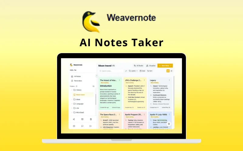 Weavernote AI Notes Taker Feature Image AI Note taking app for professionals