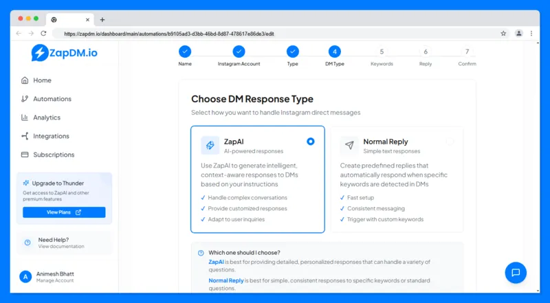 ZapDM DM Automations Types