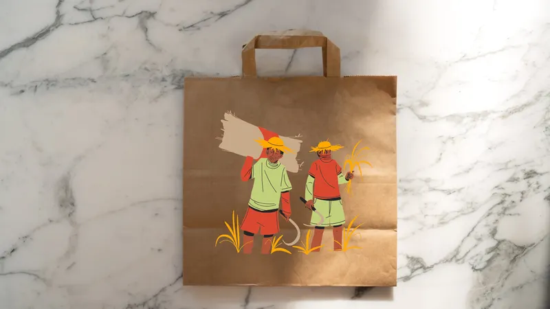 Eco illustrations on Bag ,eco branding designs