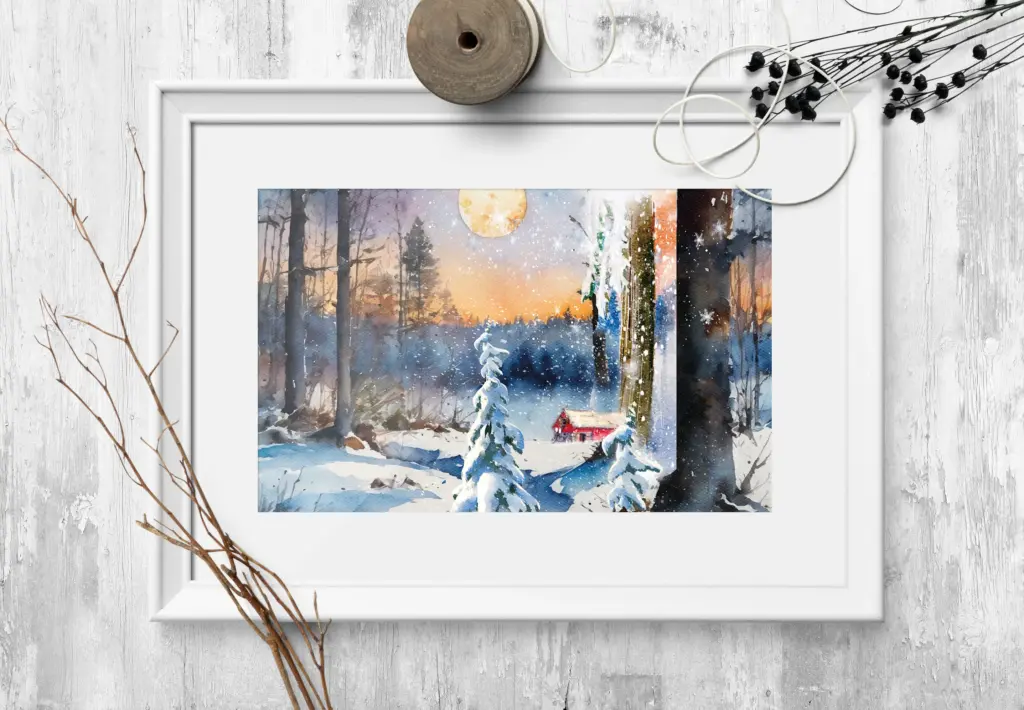 six different vertical card designs with a red vintage car and Christmas tree theme.