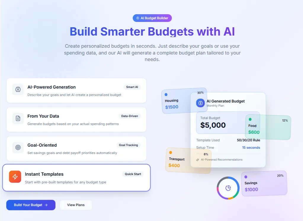 Spendify 2.0 AI Budget Builder