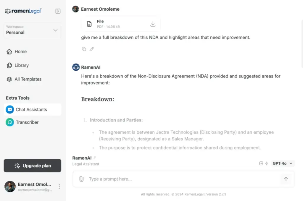 AI Document Analyzer Interface