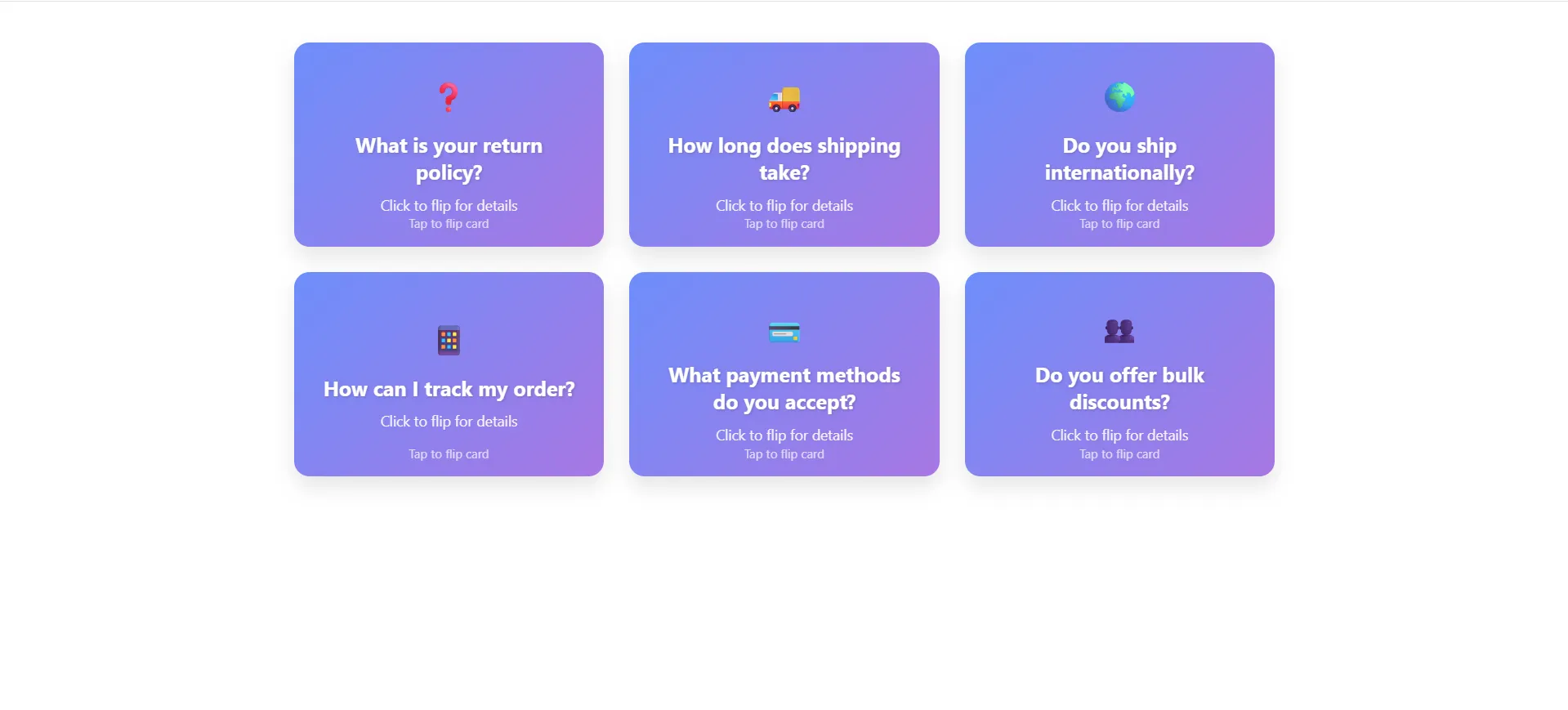 Animated Card Flip Faq Customizable Block