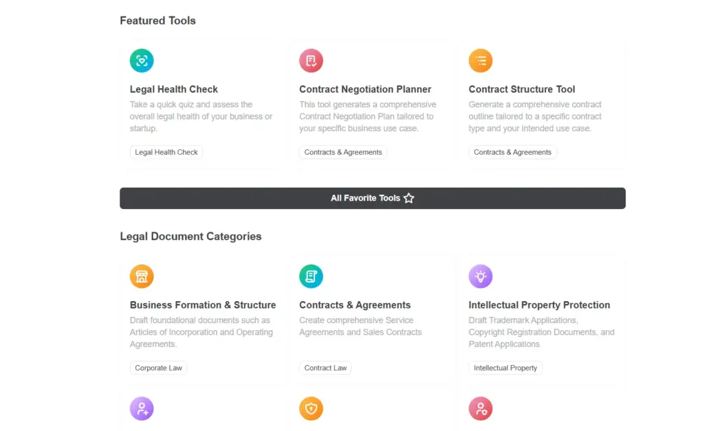 Document Category & Tools Interface