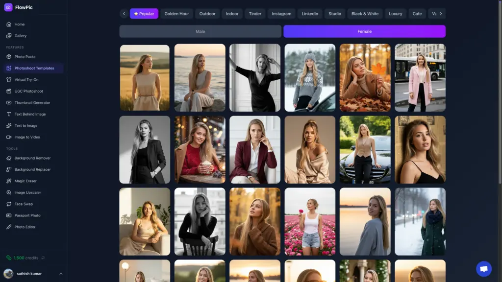 AI Photoshoot Templates