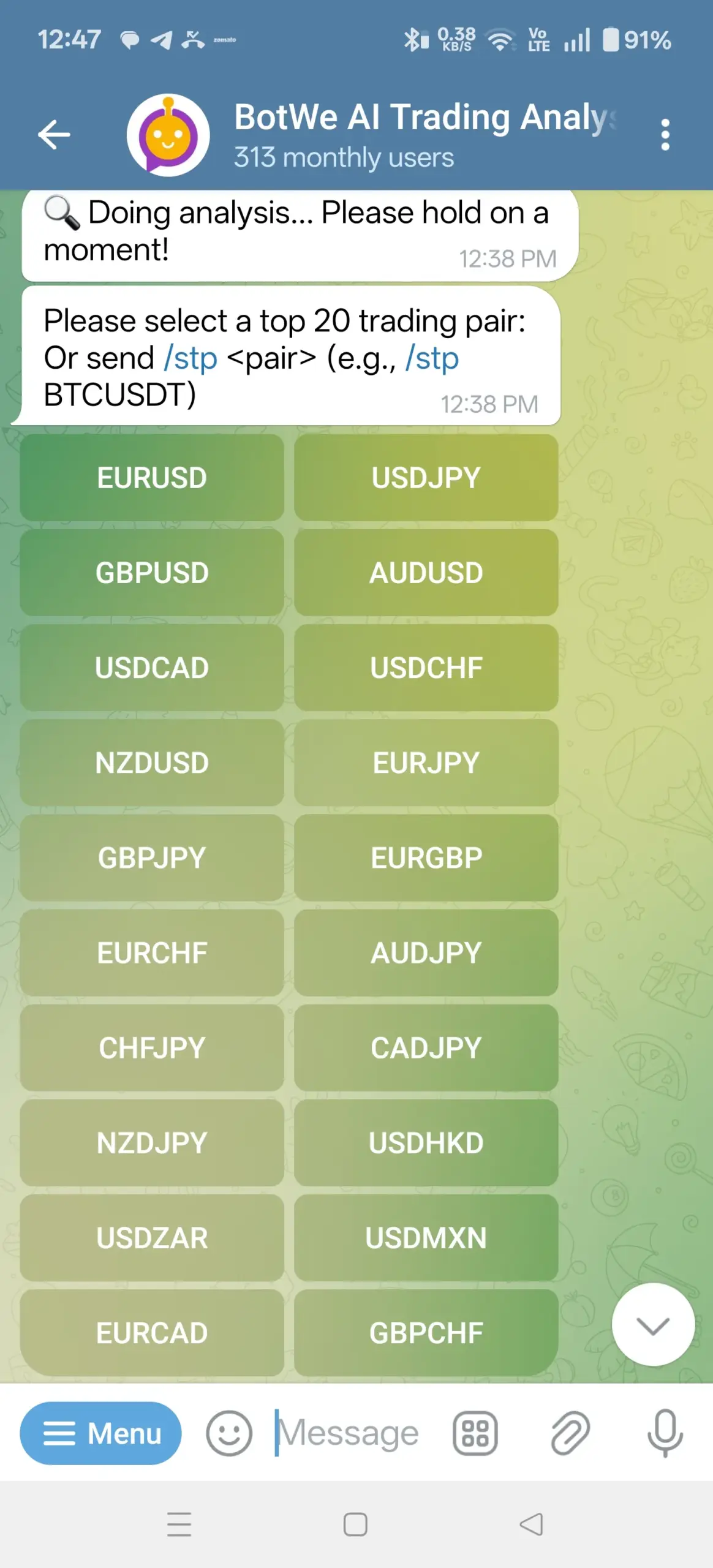 Preference Selection In BotWe AI Trading & Investment Bot