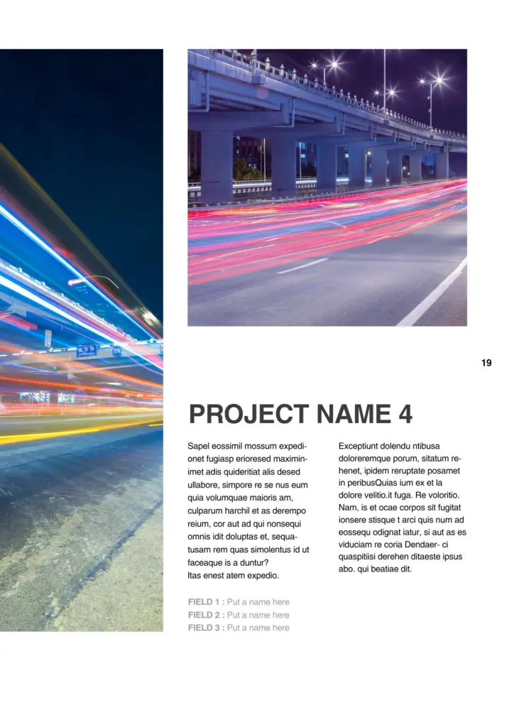 Project 4 page Highway overpass and long-exposure traffic shot