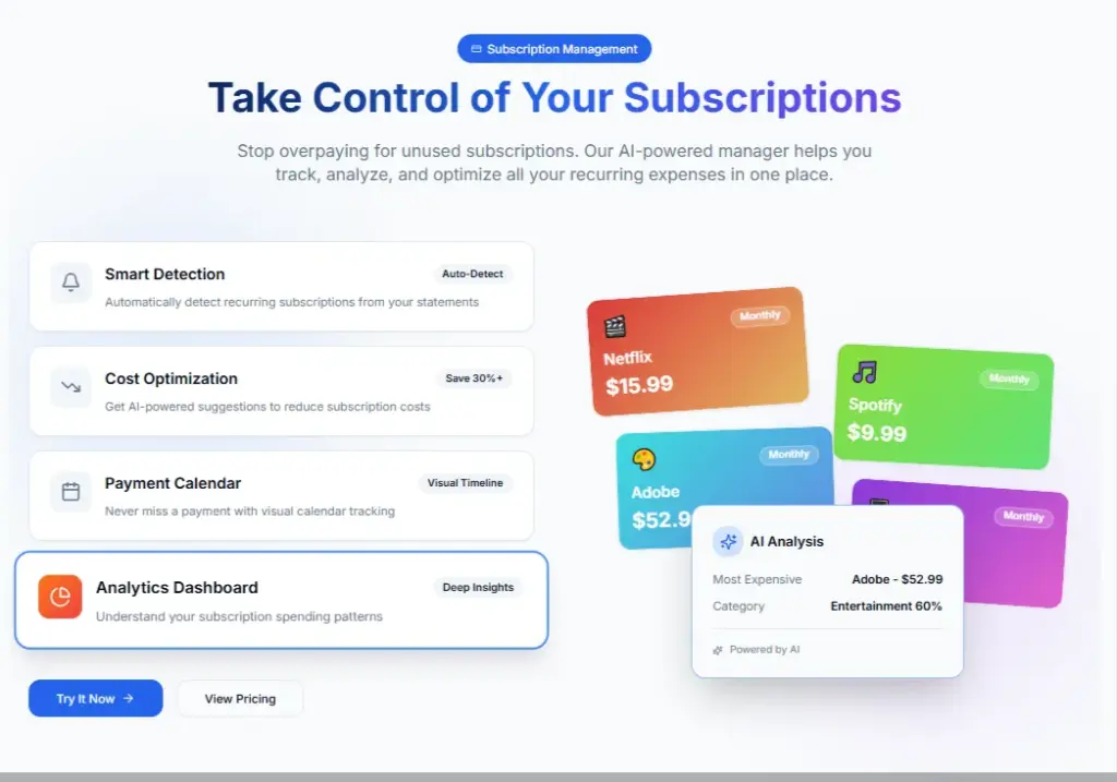 Spendify 2.0 Subscription Management