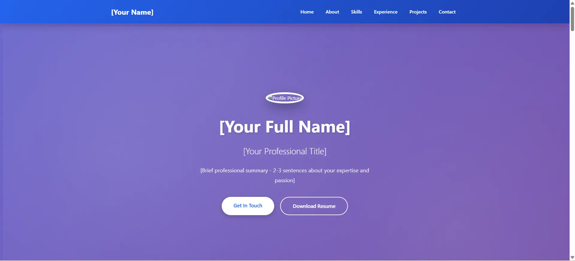 Your Professional Resume HTML Website Template