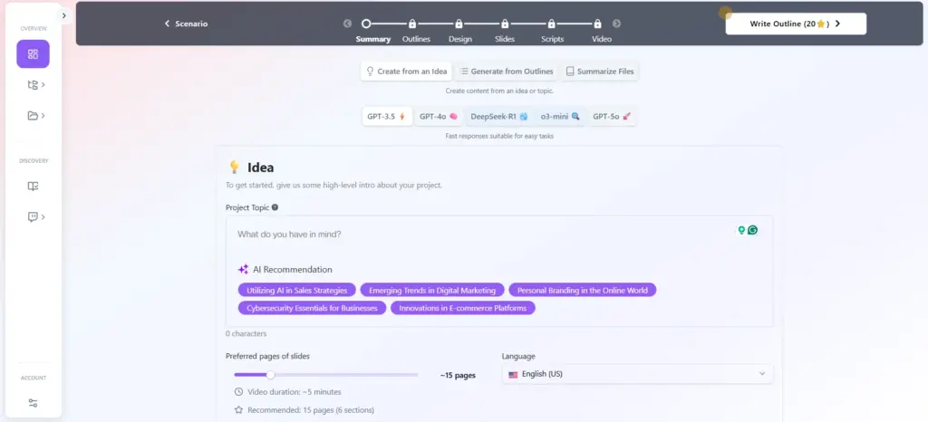 How to create a presentation with AI Using Chatslide : Step 2