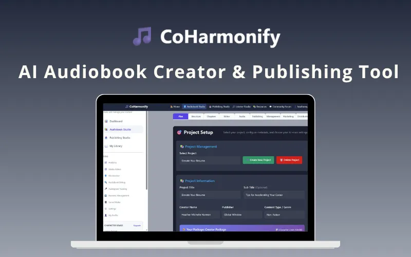 CoHarmonify AI Audiobook Creator & Publishing Tool Feature Image