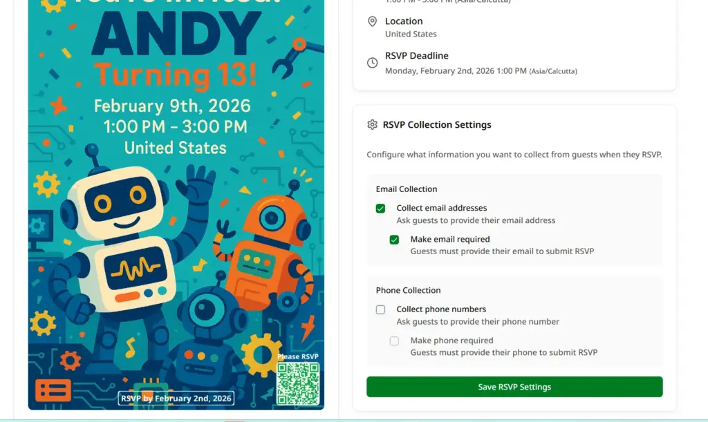 Create invitations in different themes