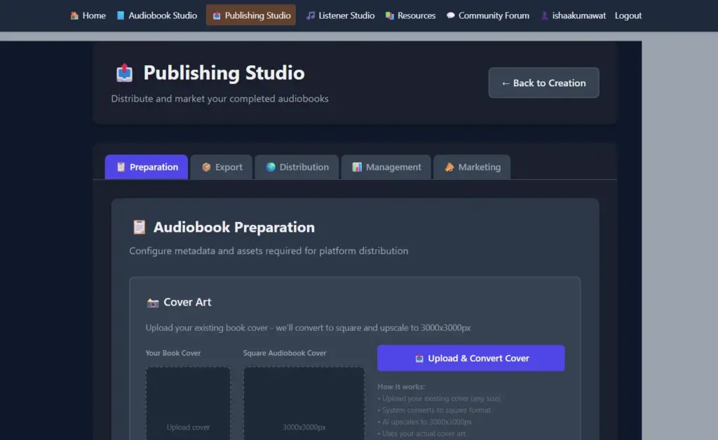 Publishing Studio - AI Audiobook creator