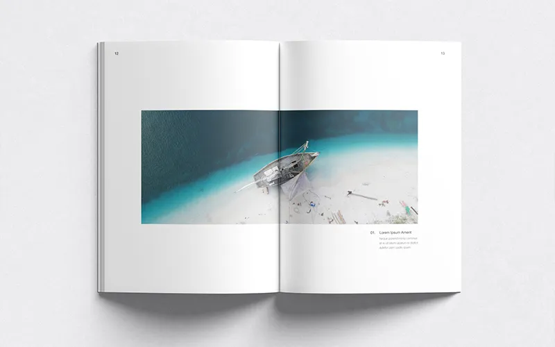 Aerial beach photo spread with poetic caption about building with hands and minds