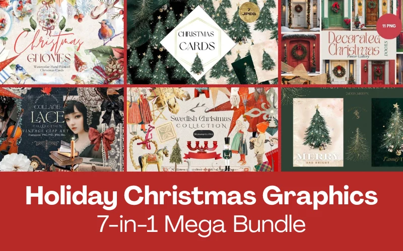 7-in-1 Holiday Christmas Graphics Mega Bundle Feature Image