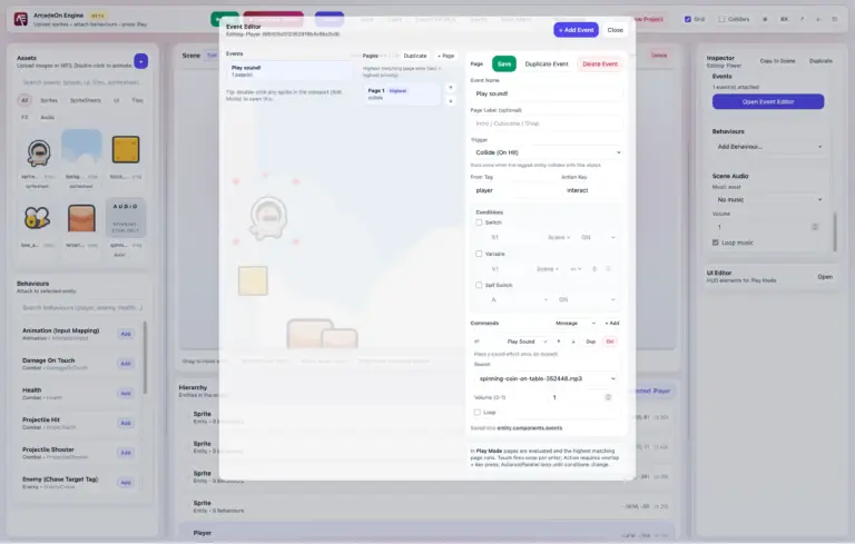 ArcadeOn Engine Events