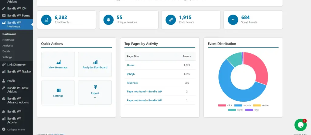 Bundle WP Heatmaps Dashboard