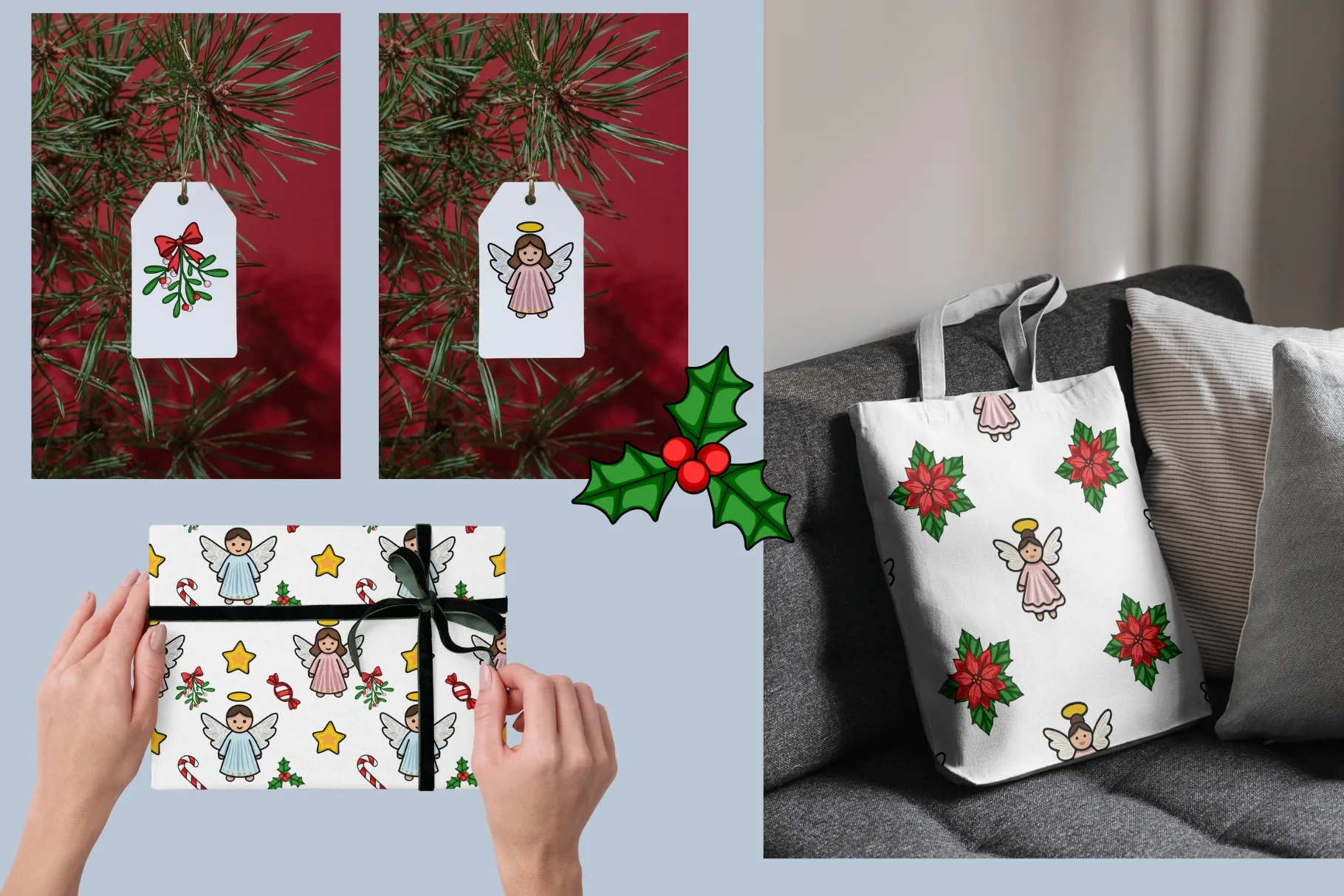 Christmas Angel Pattern Mockups