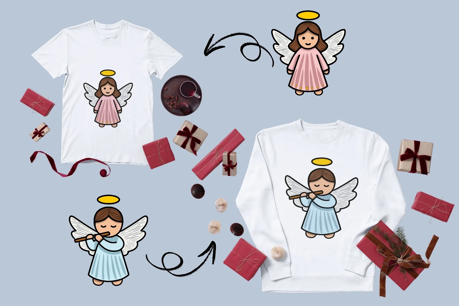 Cute Christmas Angel Tshirt Designs