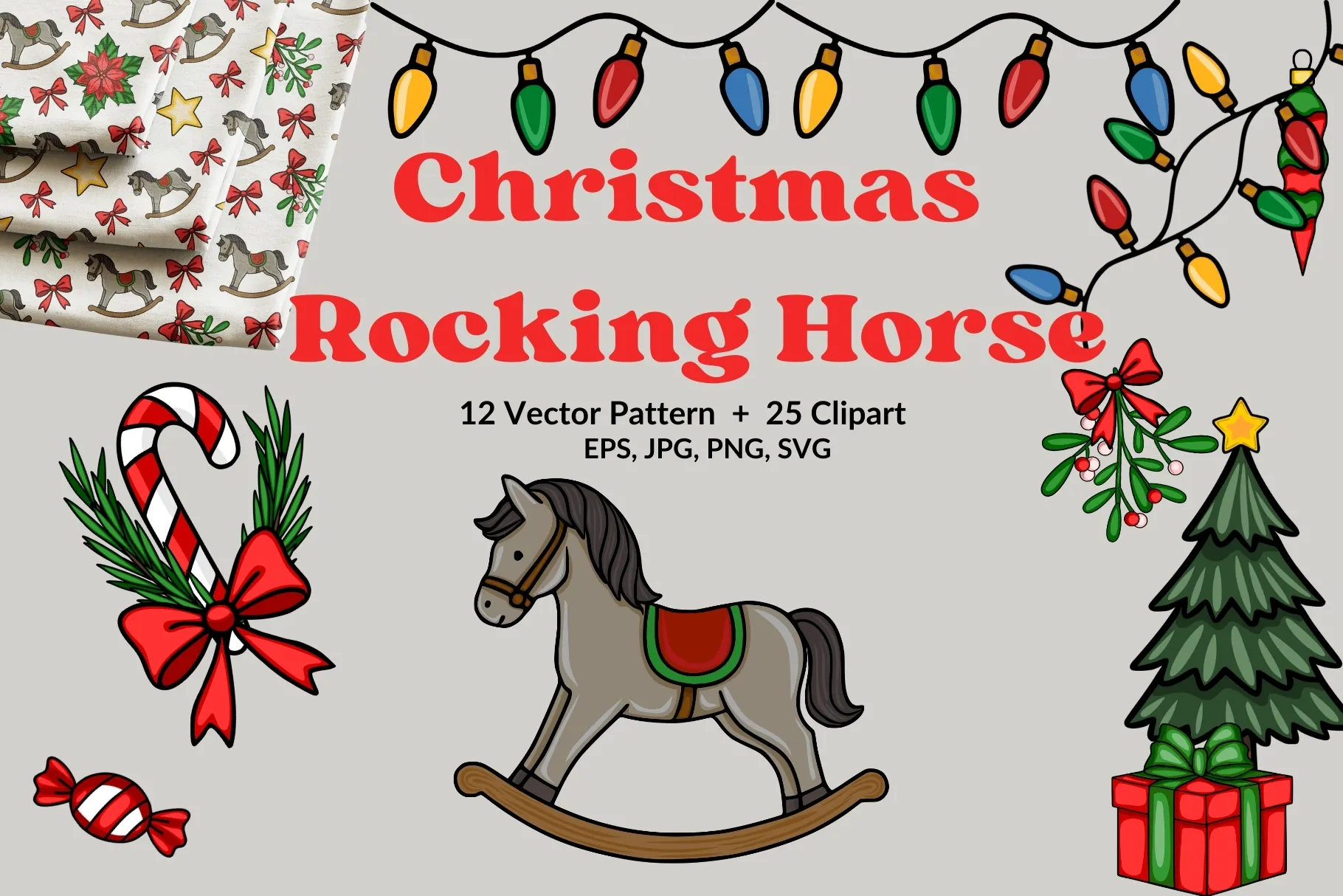 Cute Christmas Rocking Horse Bundle