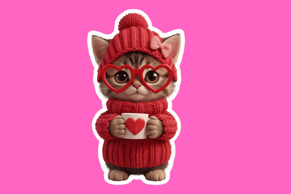 Cute Valentine Cat Sticker