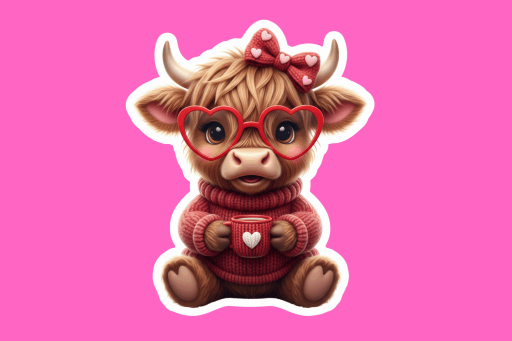 Cute Valentine Cow Sticker