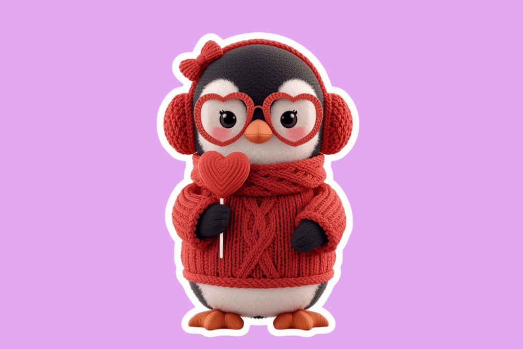 Cute Valentine Penguin Sticker
